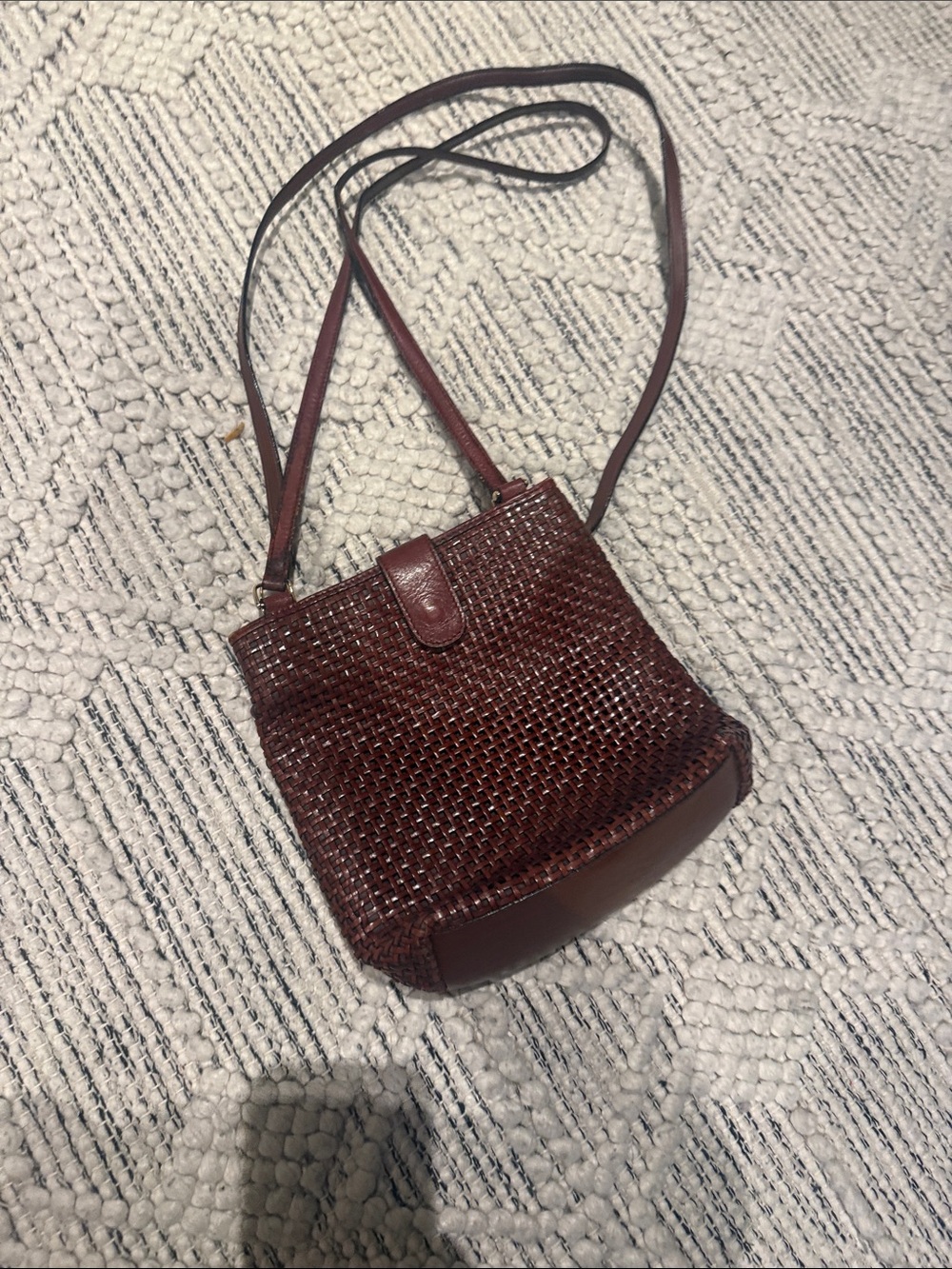 Woven Crossbody Bag in Deep Wine Red